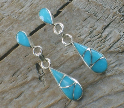Native American Earring Dangle Multi Heart-Zuni